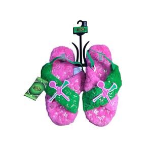 Ground UP Wicked Fuzzy Slippers Pink & Green Adult Size 9/10 NWT Glinda Elphaba